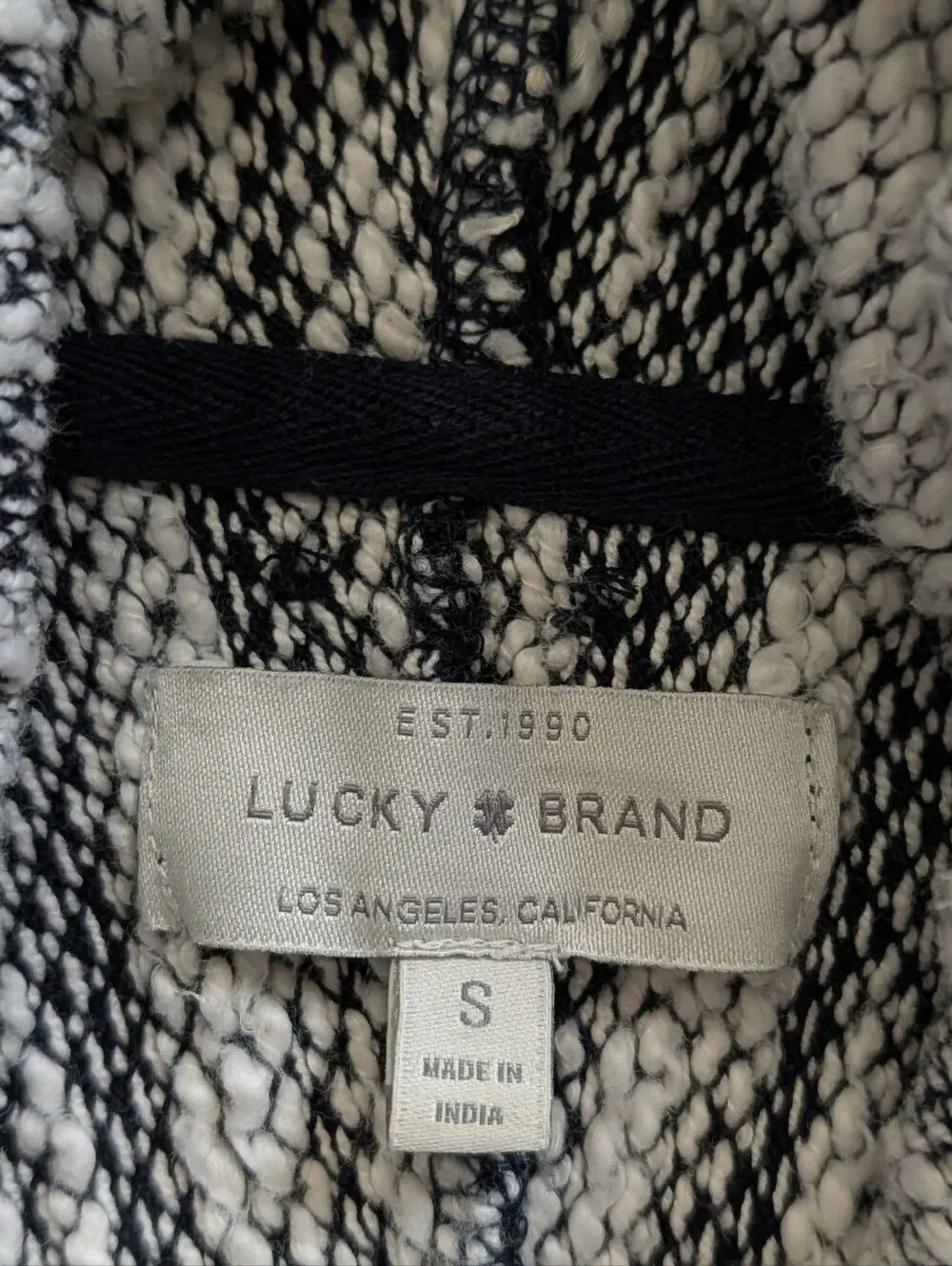 Lucky Brand Womens Navy Blue Heather Gray Open Front Shawl Collar Cardigan Small